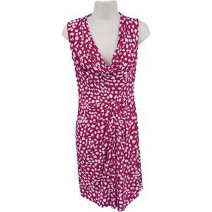 0233 Diane Von Furstenberg Noe Leopard Leaves Pink Dress